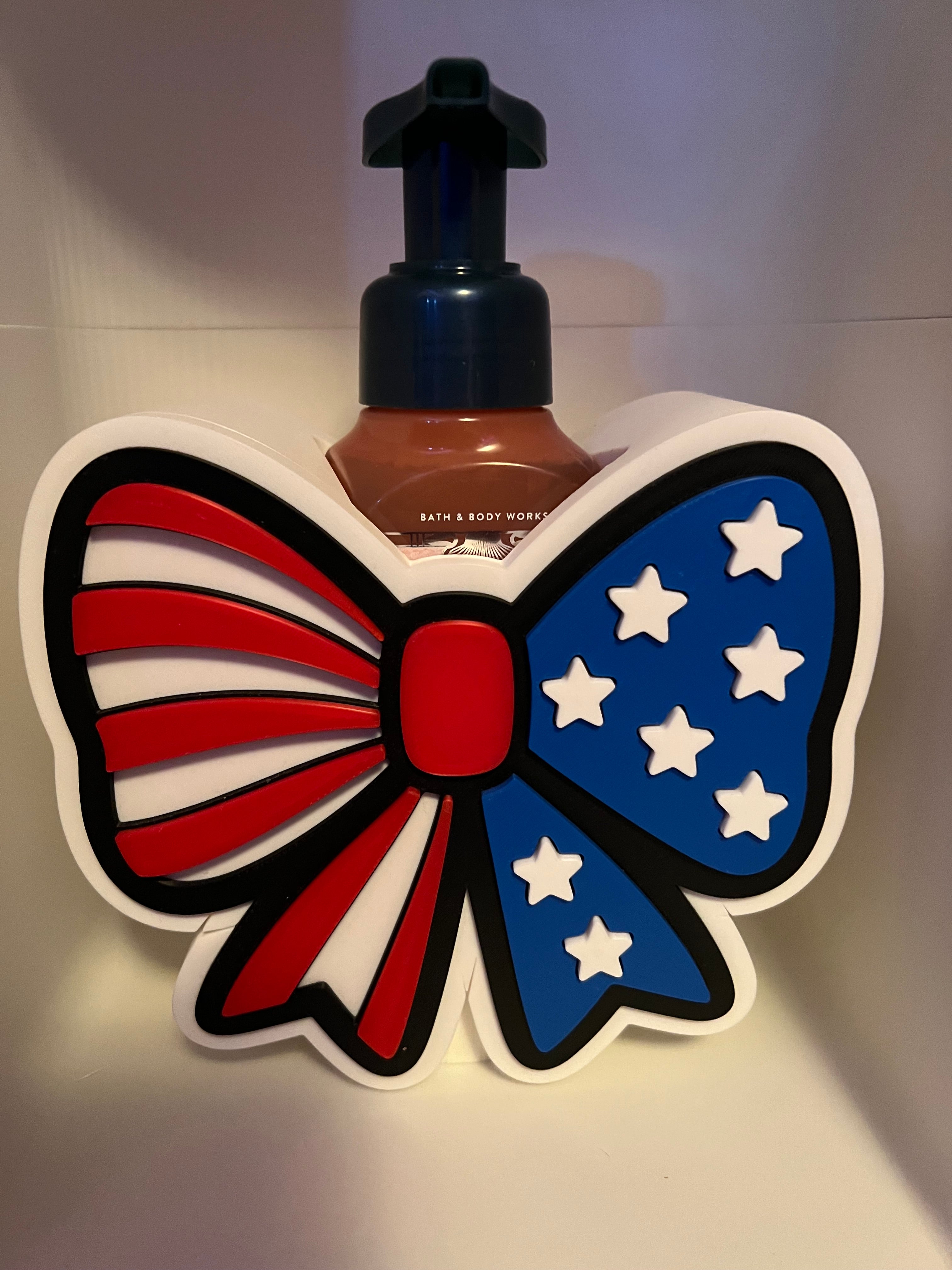 Custom Design - USA Flag Bow bath and body works soap holder
