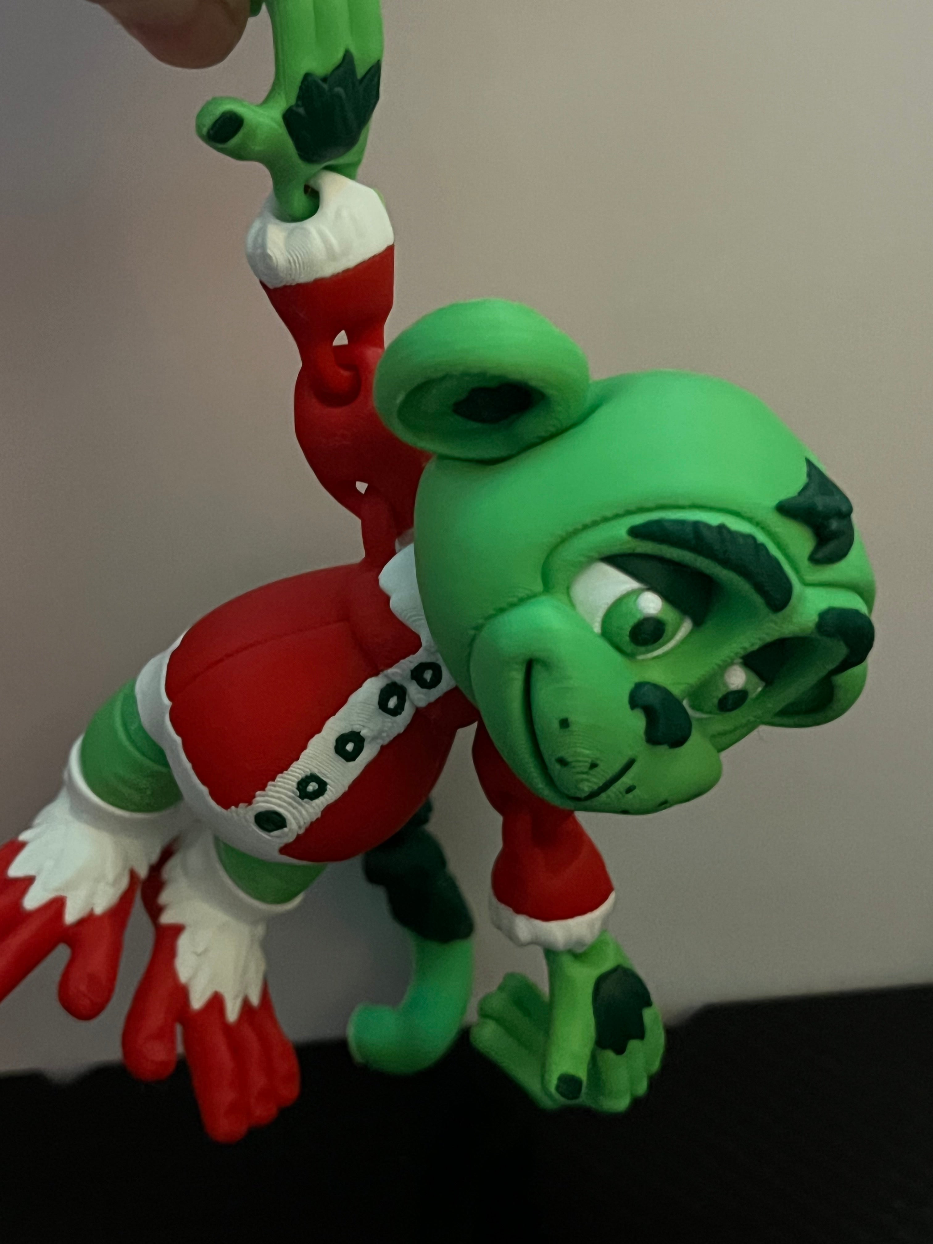 Limited Edition - Christmas Flexi Grinch Monkey Hanging by 3D print